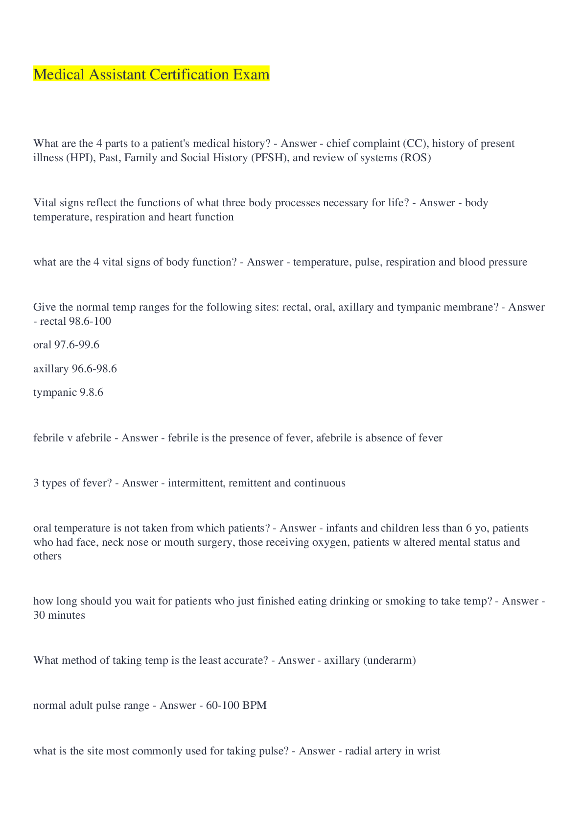 Preview image of Medical Assistant Certification Exam document